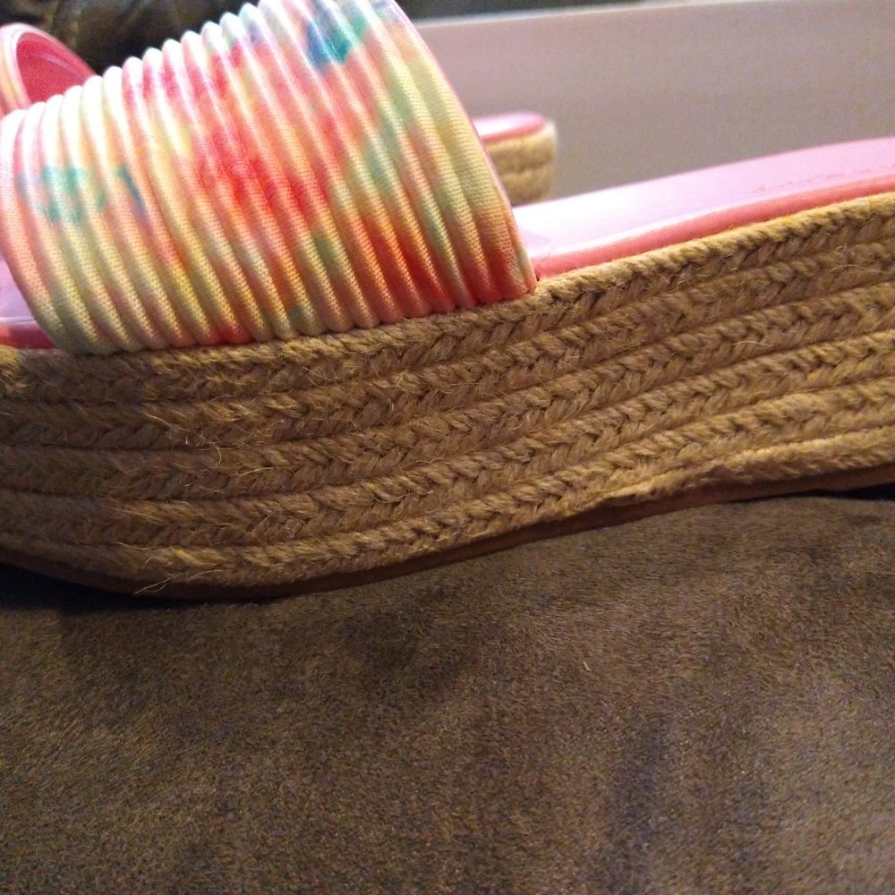 BNIB - BAMBOO SLIDES - PINK W/ WICKER BOTTOM - SIZE 7.5 - Picture 7 of 11